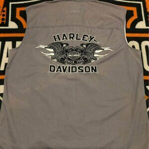 Harley-Davidson Button Shirt Large Men, Embroidery Design